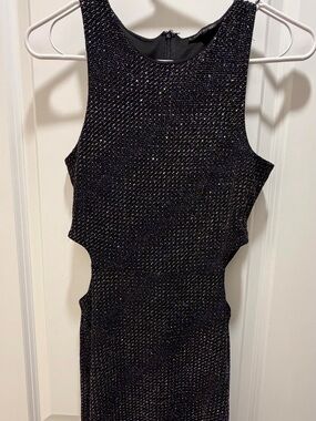 Topshop Black Sparkle Backless Cutout Dress